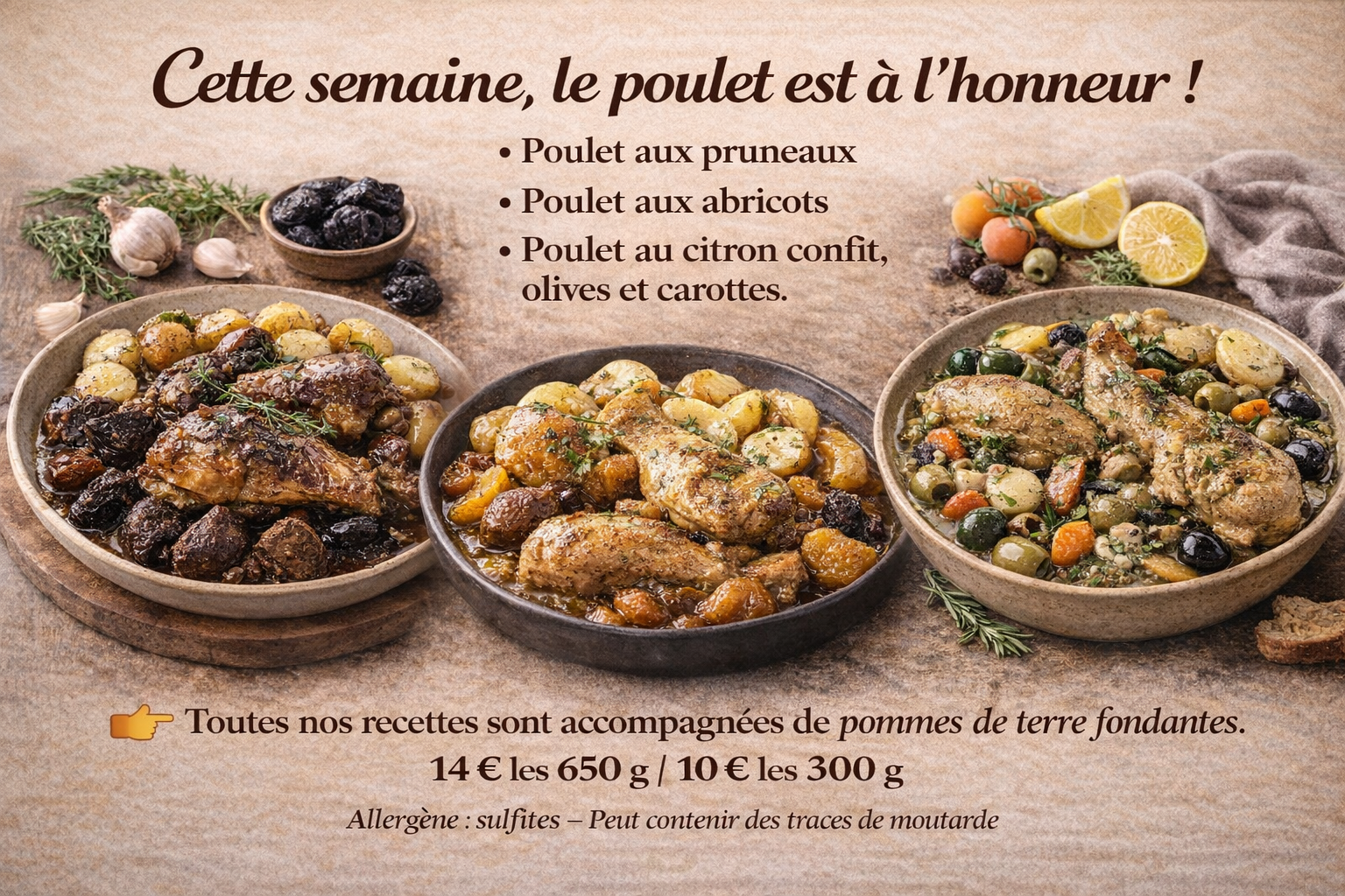 Nos plats sans délai du 14 janvier au 18